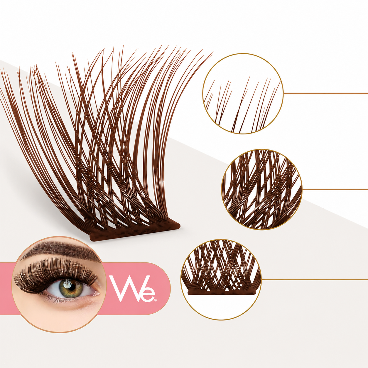 Pestañas We - Lash Clusters - Cautivadora Moka x4